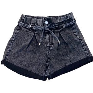Blank NYC Acid Wash High Waist Denim Paper Bag Shorts